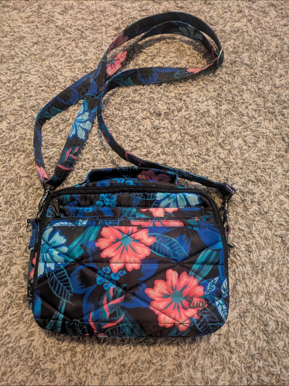 Lug Cross-body Tropic Resort Multi Pocket Floral Purse